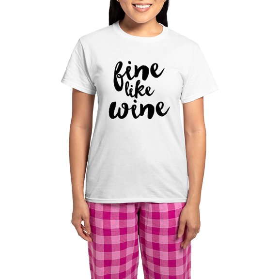 CafePress - Fine Like Wine Women's Light Pajamas - Women's Short Sleeve Print T-Shirt and Pants Light Cotton Pajama Set