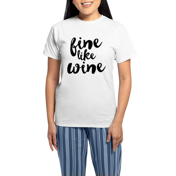 CafePress - Fine Like Wine Women's Light Pajamas - Women's Short Sleeve Print T-Shirt and Pants Light Cotton Pajama Set