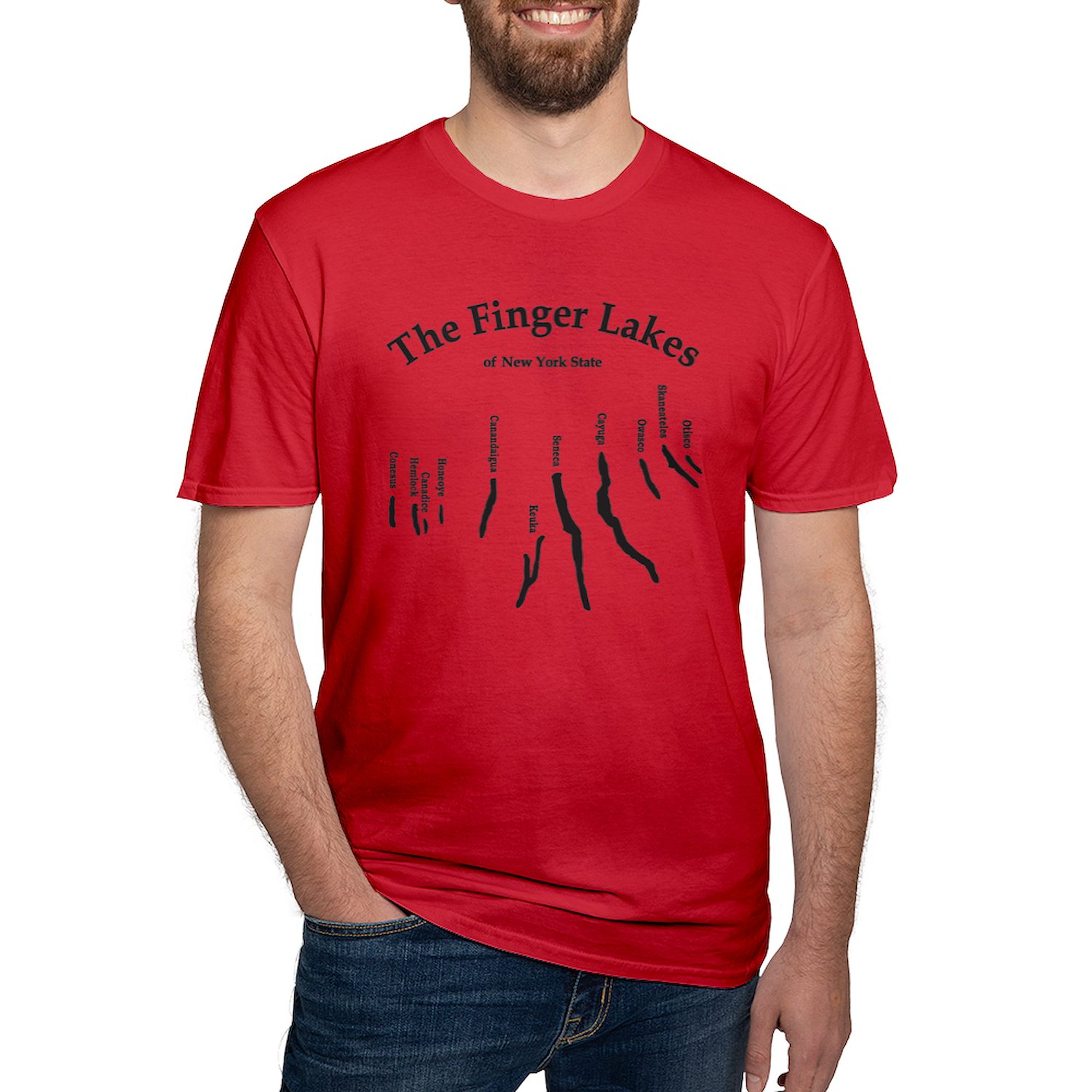 CafePress - Finger Lakes 2 Logo T Shirt - Men's Fitted T-Shirt - image 1 of 4