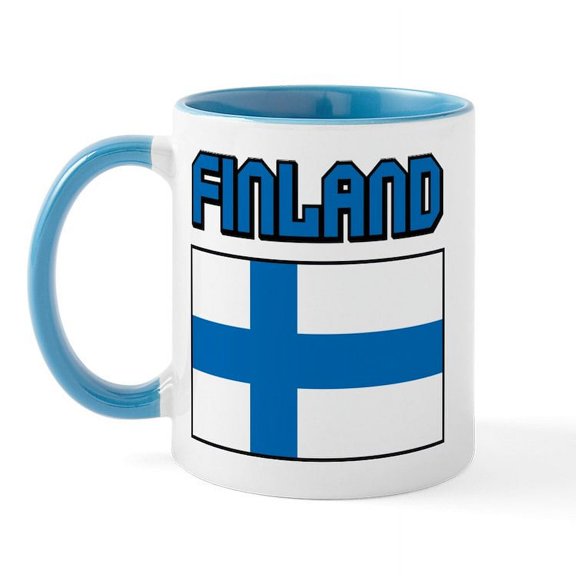 CafePress - Finland Flag Mug - 11 oz Ceramic Mug - Novelty Coffee Tea Cup
