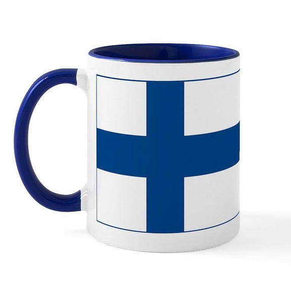 CafePress - Finland Flag Mug - 11 oz Ceramic Mug - Novelty Coffee Tea Cup