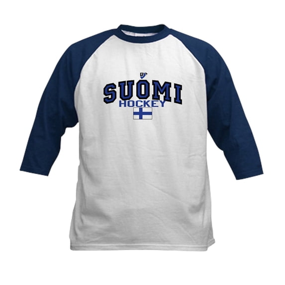 CafePress - Finland(Suomi) Hockey Kids Baseball Jersey - Kids Cotton Baseball Jersey, 3/4 Sleeve Shirt