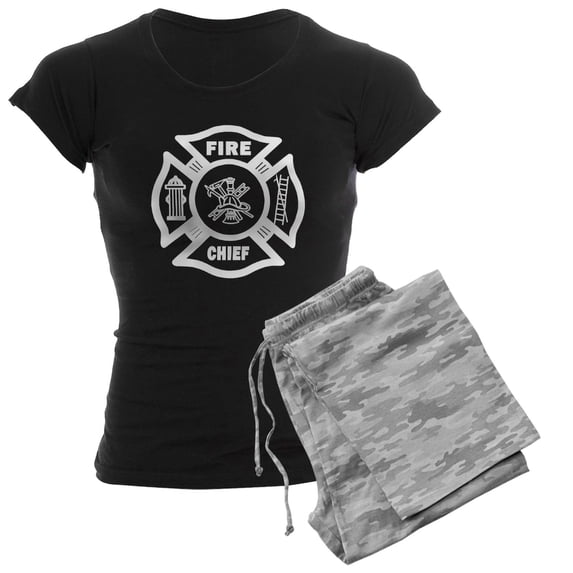 CafePress - Fire Chief Women's Dark Pajamas - Women's Short Sleeve Print T-Shirt and Pants Dark Cotton Pajama Set