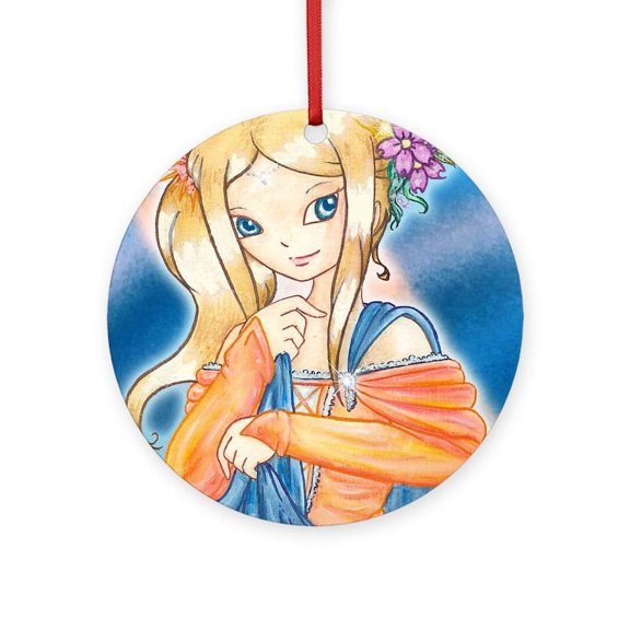 CafePress - Firebird Of The Ocean - Round Wood Ornament 4"