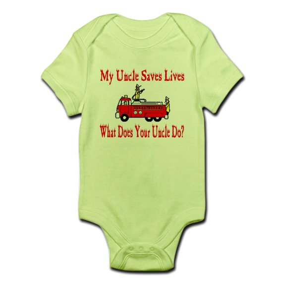 CafePress - Firefighter Saves Lives-Uncle Infant Bodysuit - Baby Light Bodysuit