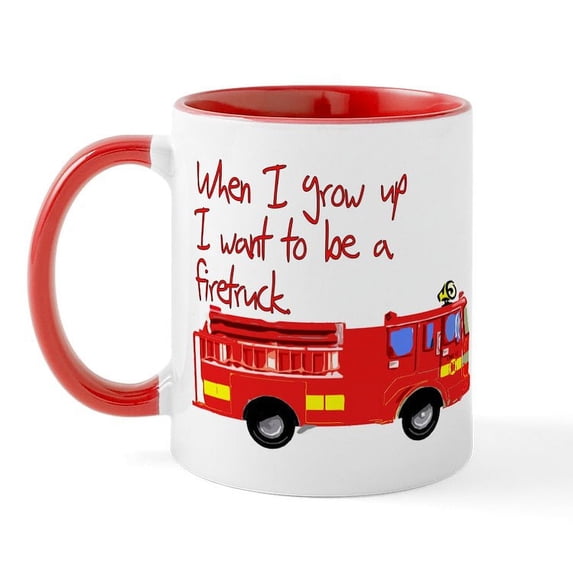 CafePress - Firetruck Mug - 11 oz Ceramic Mug - Novelty Coffee Tea Cup