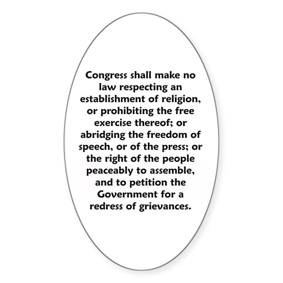 CafePress - First Amendment Oval Sticker - Sticker (Oval)