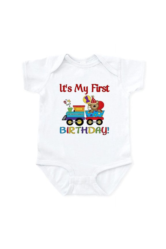 - First Birthday Bear Train Infant Bodysuit - Baby Light Bodysuit, Size Newborn - 24 Months