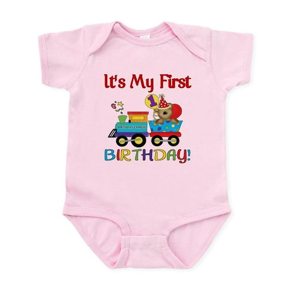 CafePress - First Birthday Bear Train Infant Bodysuit - Baby Light Bodysuit, Size Newborn - 24 Months