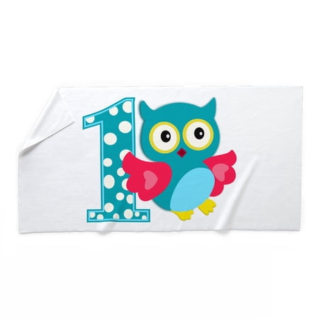 CafePress - First Birthday Happy Owl - Large Beach Towel, Soft 30"x60" Towel with Unique Design