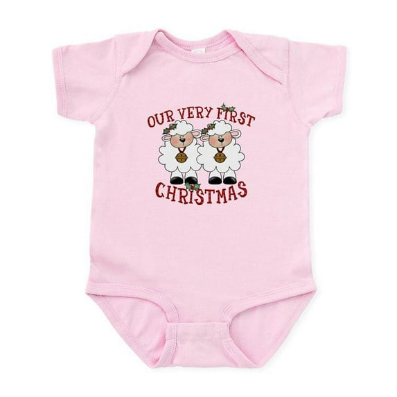 CafePress - First Christmas Twin Lambs Infant Bodysuit - Baby Light Bodysuit, Size Newborn - 24 Months