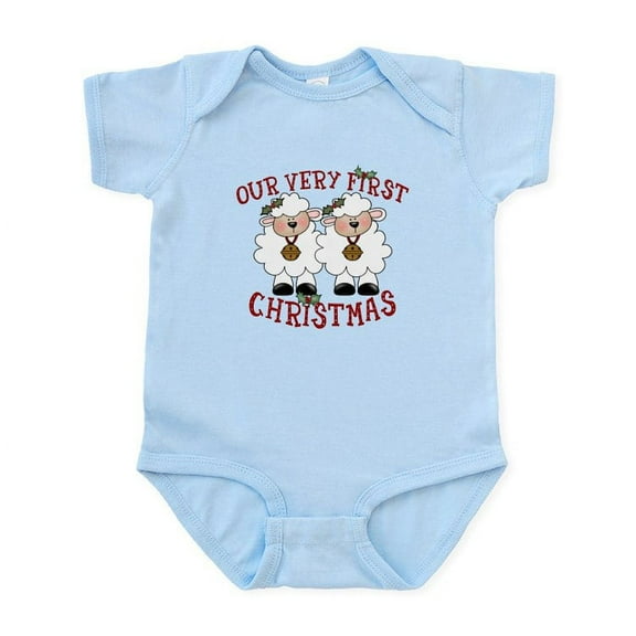 CafePress - First Christmas Twin Lambs Infant Bodysuit - Baby Light Bodysuit, Size Newborn - 24 Months