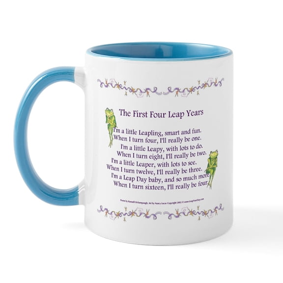 CafePress - First Four Leap Years Left Handed Mug - 11 oz Ceramic Mug - Novelty Coffee Tea Cup