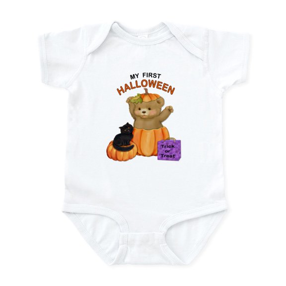 CafePress - First Halloween Teddy Infant Bodysuit - Baby Light Bodysuit, Size Newborn - 24 Months