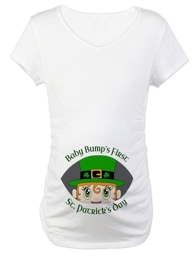 CafePress - First St. Patrick's Day Maternity T Shirt - Cotton Maternity T- shirt, Cute & Funny Pregnancy Tee 