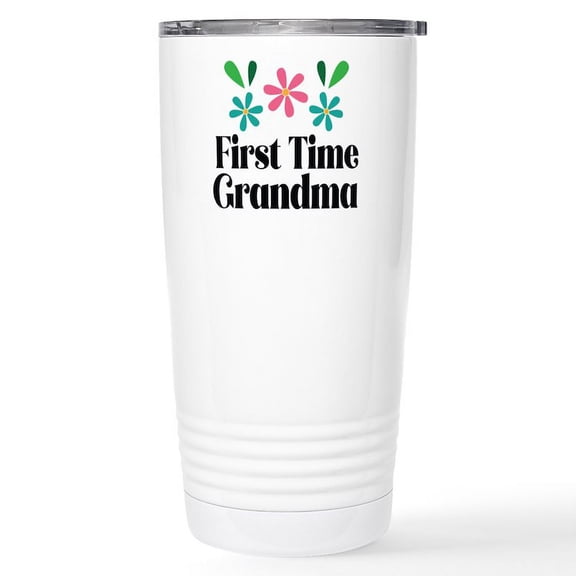 CafePress - First Time Grandma Mugs - Insulated Stainless Steel Travel Tumbler 20 oz.