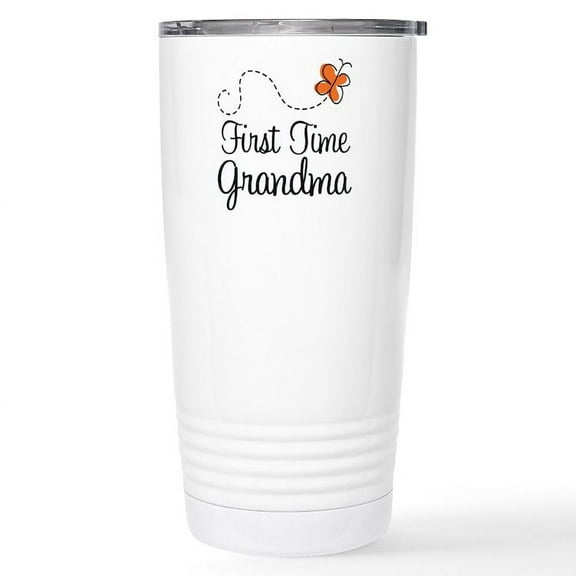 CafePress - First Time Grandma Mugs - Insulated Stainless Steel Travel Tumbler 20 oz.