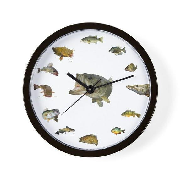 CafePress - Fish Clock - 10" Quartz Analog Battery-Powered Modern Wall Clock, Unique