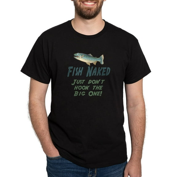 CafePress - Fish Naked Dark T Shirt - Men's Classic Graphic Cotton T-Shirt