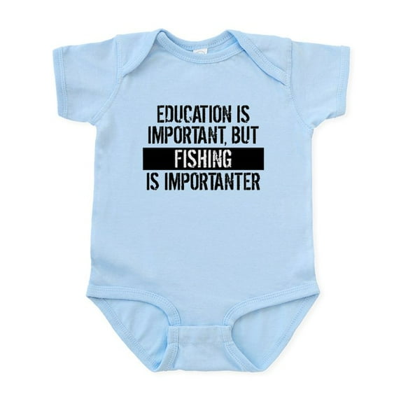 CafePress - Fishing Is Importanter Body Suit - Baby Light Bodysuit, Size Newborn - 24 Months