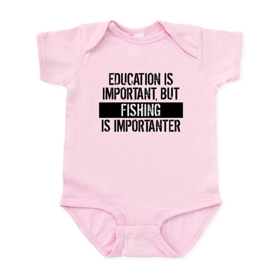 CafePress - Fishing Is Importanter Body Suit - Baby Light Bodysuit, Size Newborn - 24 Months