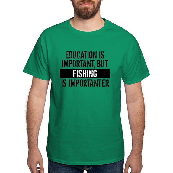 CafePress - Fishing Is Importanter T Shirt - Men's Classic Graphic Cotton T-Shirt