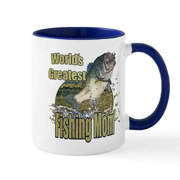 CafePress - Fishing Mom Mug - 11 oz Ceramic Mug - Novelty Coffee Tea Cup