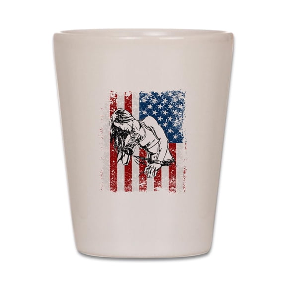 CafePress - Fitness Dumbbell Curl - White Shot Glass, Unique and Funny Shot Glass