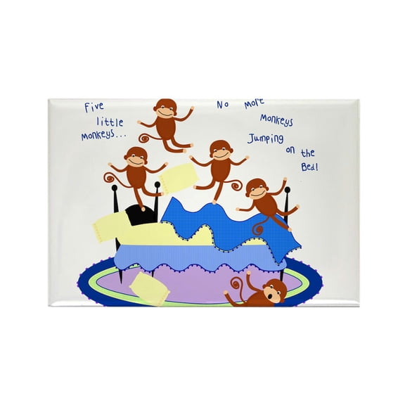 CafePress - Five Little Monkeys Magnets - Rectangle Magnet, 2"x3" Refrigerator Magnet