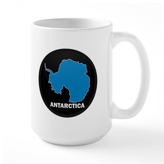 CafePress - Flag Map Of Antarctica Large Mug - 15 oz Ceramic Large White Novelty Mug