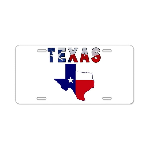 CafePress - Flag Map With Texas - Aluminum License Plate, Front License Plate, Vanity Tag