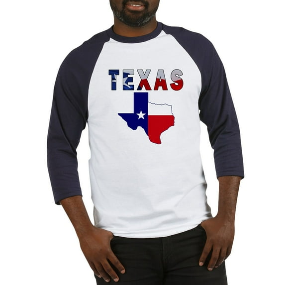 CafePress - Flag Map With Texas Baseball Jersey - Cotton Baseball Jersey, 3/4 Raglan Sleeve Shirt