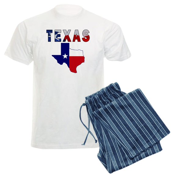 CafePress - Flag Map With Texas Men's Light Pajamas - Men's Light Loose Fit Cotton Pajama Set