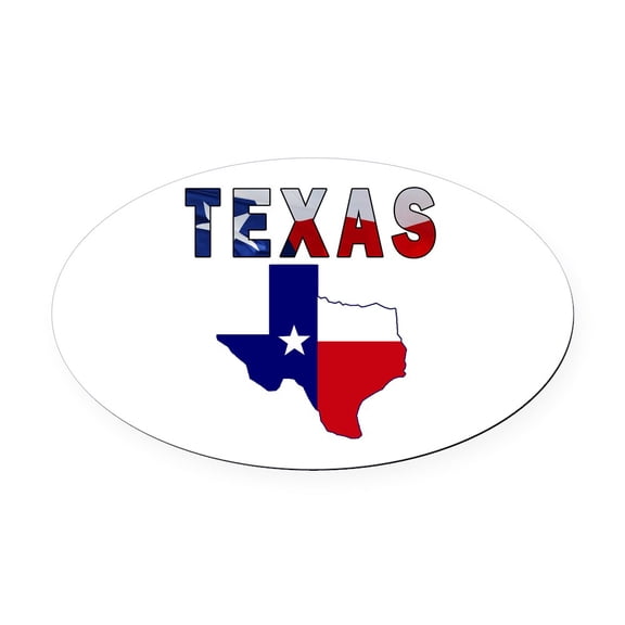 CafePress - Flag Map With Texas - Oval Car Magnet