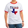 thumbnail image 1 of CafePress - Flag Map With Texas Ringer T - 100% Cotton Ringed T-Shirt, 1 of 4