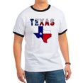 thumbnail image 1 of CafePress - Flag Map With Texas Ringer T - 100% Cotton Ringed T-Shirt, 1 of 4