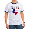 thumbnail image 1 of CafePress - Flag Map With Texas Ringer T - 100% Cotton Ringed T-Shirt, 1 of 4