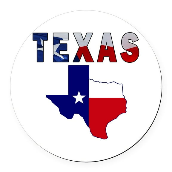 CafePress - Flag Map With Texas - Round Car Magnet