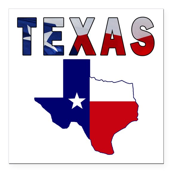 CafePress - Flag Map With Texas Square Car Magnet 3 X 3 - Square Car Magnet 3" x 3"