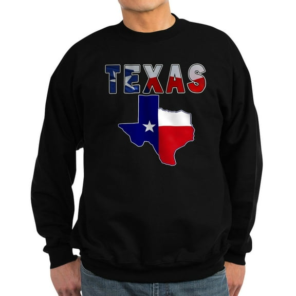 CafePress - Flag Map With Texas Sweatshirt (Dark) - Classic Crew Neck Sweatshirt