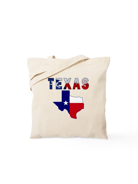 - Flag Map With Texas Tote Bag - Unisex Canvas Tote Bag, Beige, 1-Piece