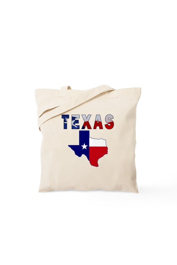 - Flag Map With Texas Tote Bag - Unisex Canvas Tote Bag, Beige, 1-Piece