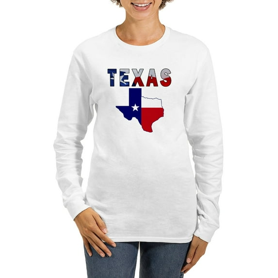 CafePress - Flag Map With Texas Women's Long Sleeve T Shirt - Women's Long Sleeve Graphic Casual T-Shirt