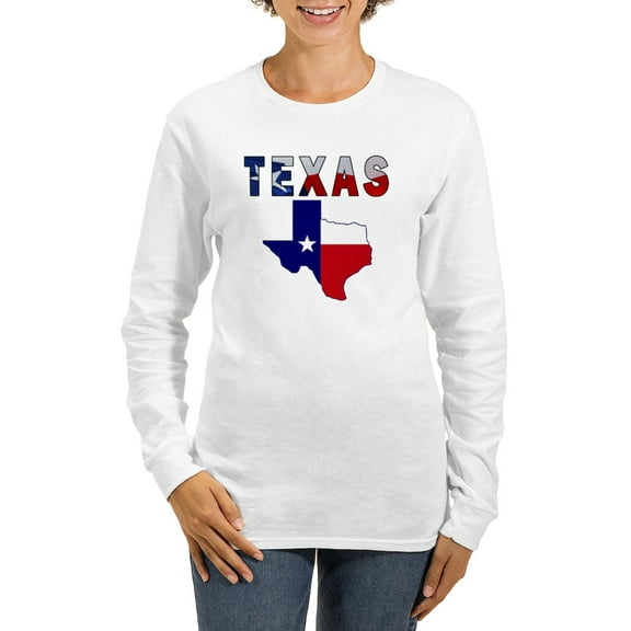 CafePress - Flag Map With Texas Women's Long Sleeve T Shirt - Women's Long Sleeve Graphic Casual T-Shirt