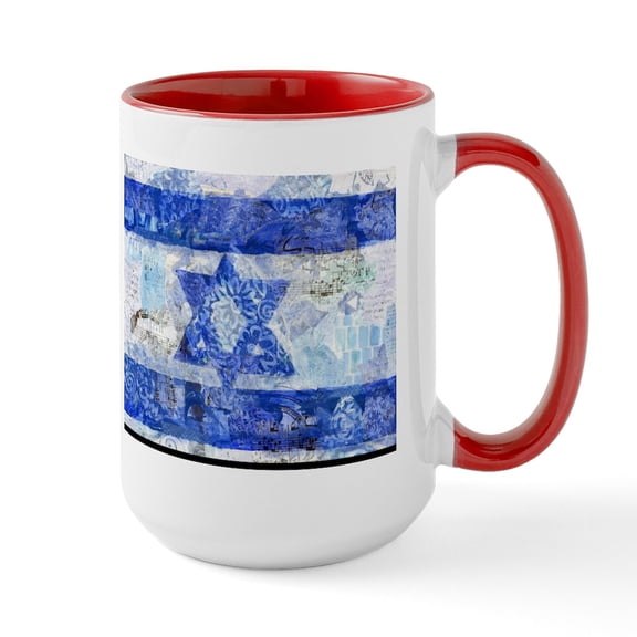 CafePress - Flag Of Israel Ceramic Mug - 15 oz Ceramic Large White Novelty Mug