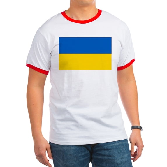 CafePress - Flag Of Ukraine T Shirt - 100% Cotton Ringed T-Shirt