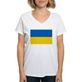 thumbnail image 1 of CafePress - Flag Of Ukraine T Shirt - Womens Cotton V-Neck T-shirt, 1 of 4