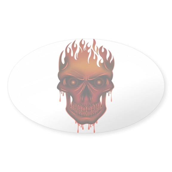 CafePress - Flame Skull Sticker - Sticker (Oval)