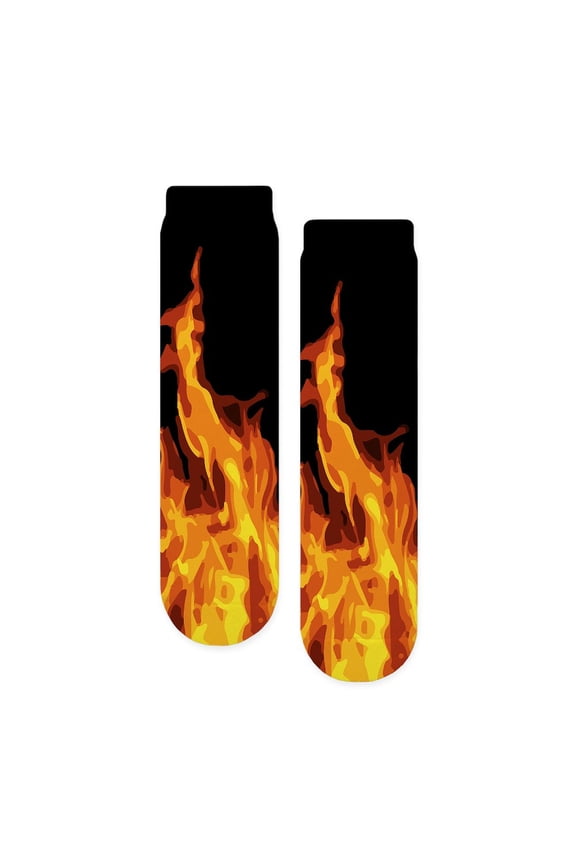 - Flames - Unisex Novelty Printed Crew Adult Socks