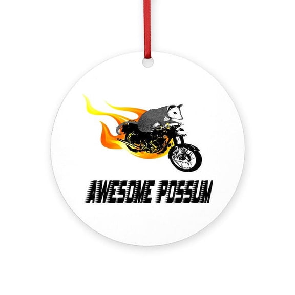 CafePress - Flaming Awesome Possum -  Round Wood Ornament 4"